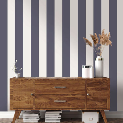 product image for Stripe Self-Adhesive Wallpaper in Navy and Light Grey design by Tempaper 63