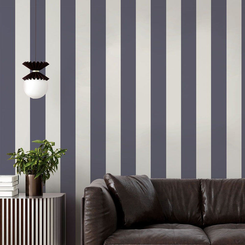 media image for Stripe Self-Adhesive Wallpaper in Navy and Light Grey design by Tempaper 20