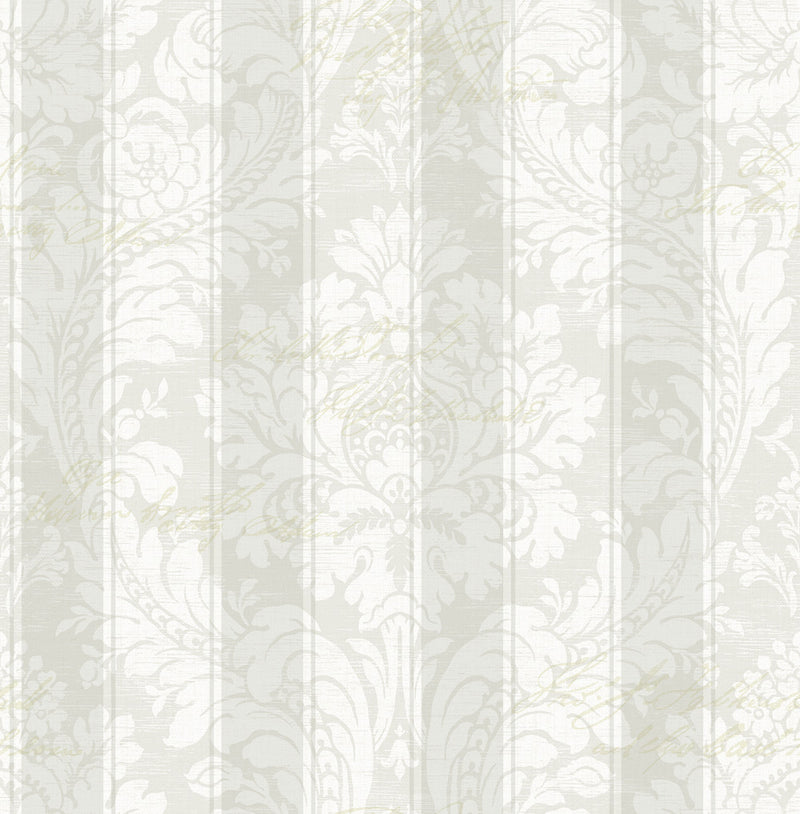 media image for Striped Damask Wallpaper in Dove from the Spring Garden Collection by Wallquest 232