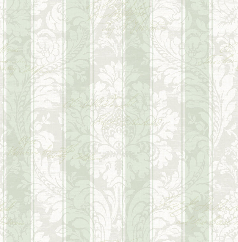 media image for Striped Damask Wallpaper in Grasslands from the Spring Garden Collection by Wallquest 231