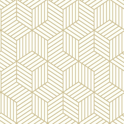 product image for Striped Hexagon Peel & Stick Wallpaper in White and Gold by RoomMates for York Wallcoverings 90