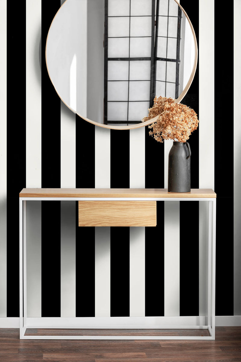 media image for Stripes Peel-and-Stick Wallpaper in Black and White from the Luxe Haven Collection by Lillian August 214
