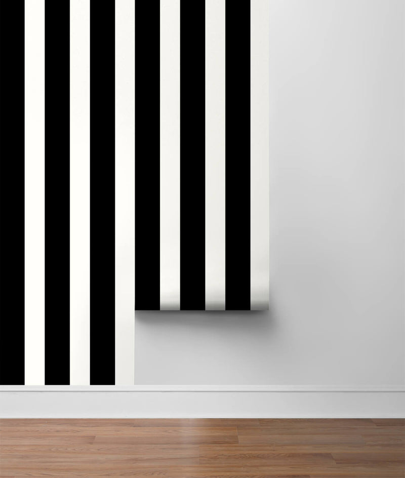 media image for Stripes Peel-and-Stick Wallpaper in Black and White from the Luxe Haven Collection by Lillian August 219