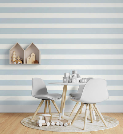 product image for Stripes Peel-and-Stick Wallpaper in Hampton Blue from the Luxe Haven Collection by Lillian August 2
