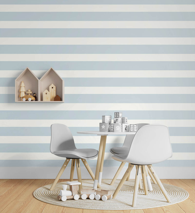 media image for Stripes Peel-and-Stick Wallpaper in Hampton Blue from the Luxe Haven Collection by Lillian August 290