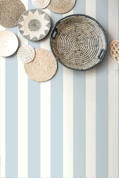 product image for Stripes Peel-and-Stick Wallpaper in Hampton Blue from the Luxe Haven Collection by Lillian August 81