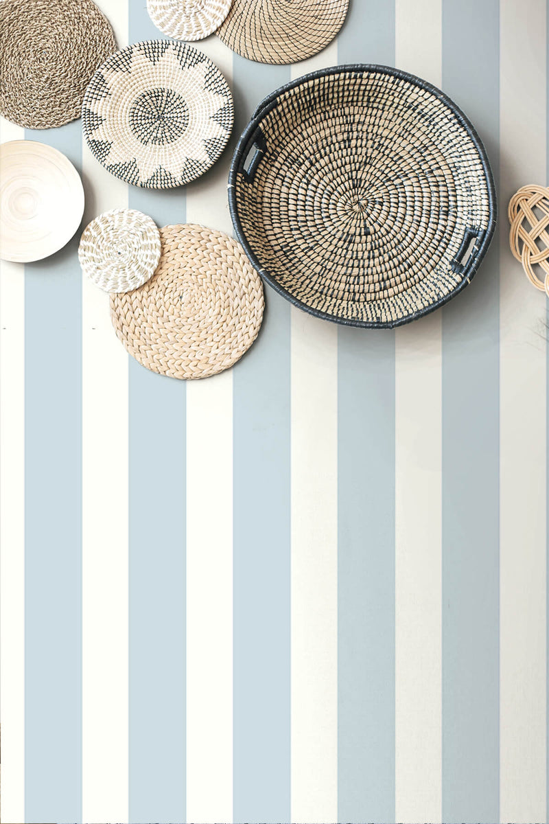 media image for Stripes Peel-and-Stick Wallpaper in Hampton Blue from the Luxe Haven Collection by Lillian August 221