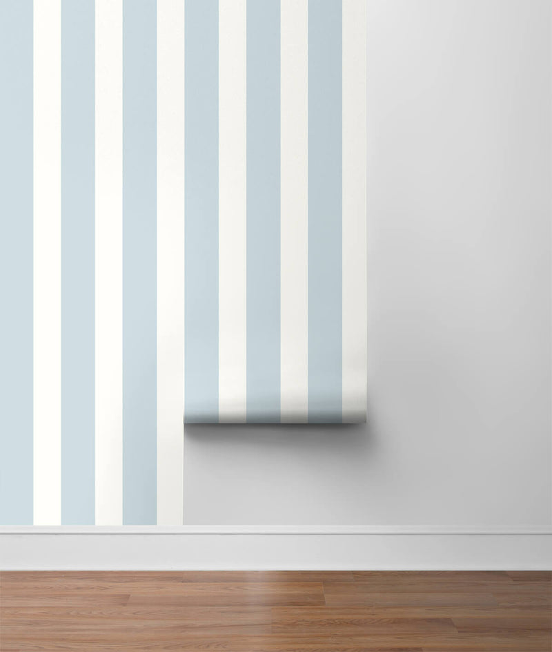 media image for Stripes Peel-and-Stick Wallpaper in Hampton Blue from the Luxe Haven Collection by Lillian August 211