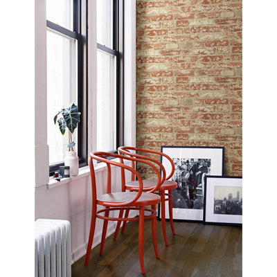 product image for Stuccoed Brick Peel & Stick Wallpaper in Red by RoomMates for York Wallcoverings 0
