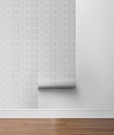 product image for Subway Tile Peel-and-Stick Wallpaper in Ivory by NextWall 7