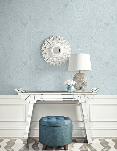 product image of Summer Magnolia Wallpaper in Blue Oasis from the Beach House Collection by Seabrook Wallcoverings 544
