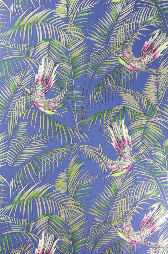 media image for Sunbird Wallpaper in Electric Blue and Fuchsia by Matthew Williamson for Osborne & Little 281
