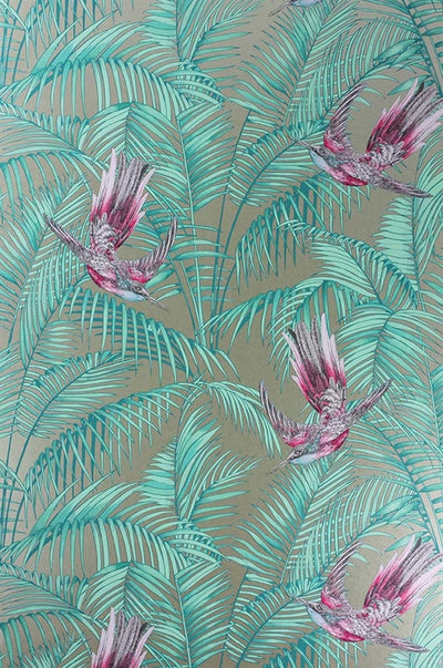 product image of Sunbird Wallpaper in Gold and Fuchsia by Matthew Williamson for Osborne & Little 551