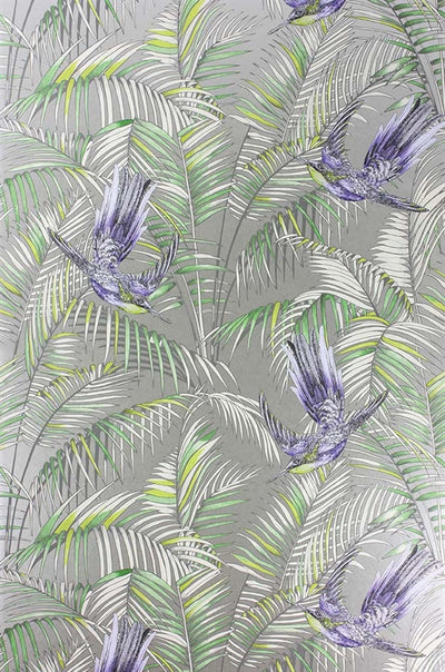 product image of Sunbird Wallpaper in Metallic Pebble and Blue by Matthew Williamson for Osborne & Little 587