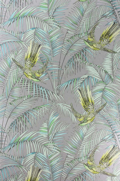 product image for Sunbird Wallpaper in Metallic Silver and Lemon by Matthew Williamson for Osborne & Little 25