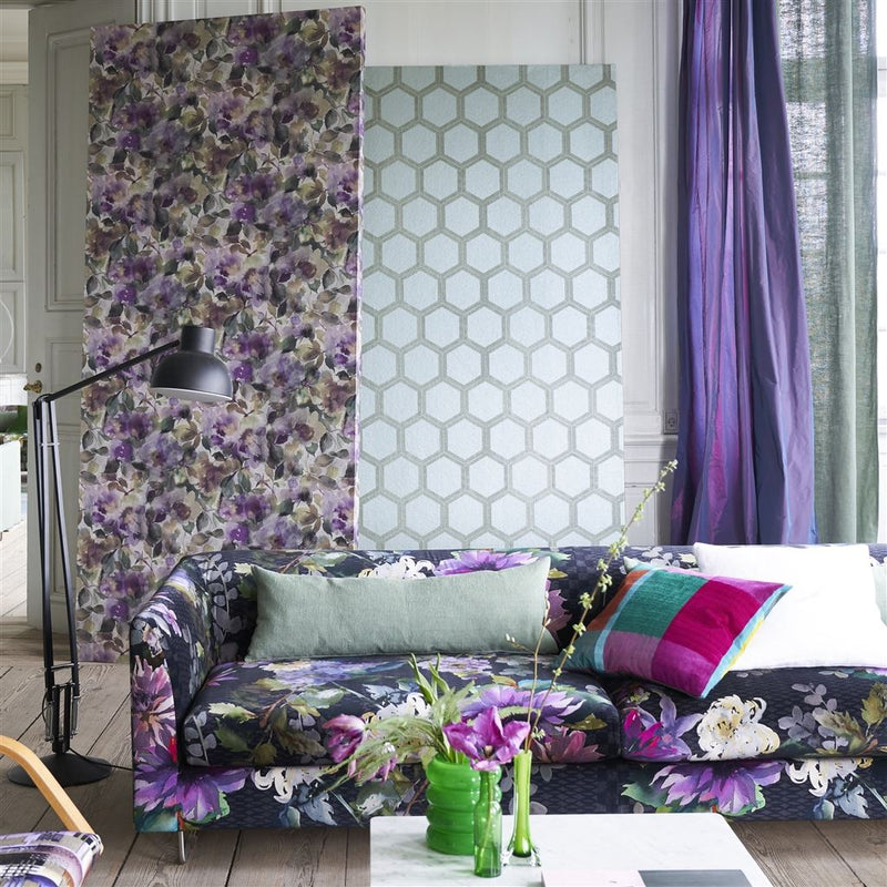 media image for Surimono Wallpaper in Amethyst from the Zardozi Collection by Designers Guild 224