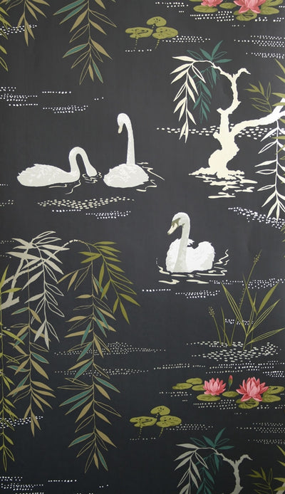 product image of sample swan lake wallpaper in midnight by nina campbell for osborne little 1 534