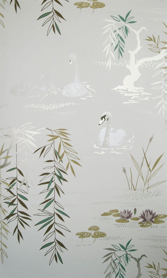 media image for Swan Lake Wallpaper in Pearlesque by Nina Campbell for Osborne & Little 226