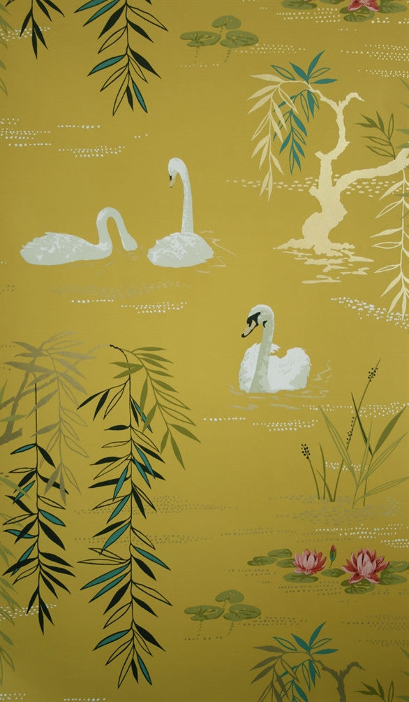 media image for Swan Lake Wallpaper in Sunset by Nina Campbell for Osborne & Little 232