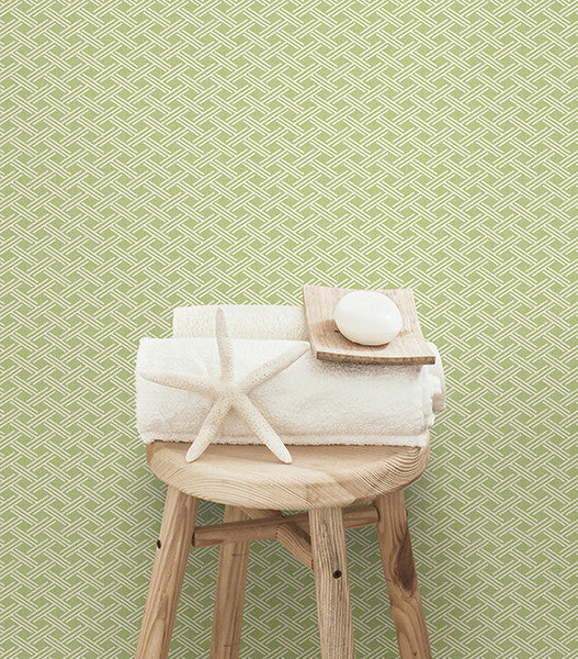 media image for Sweetgrass Green Trellis Wallpaper from the Seaside Living Collection by Brewster Home Fashions 287