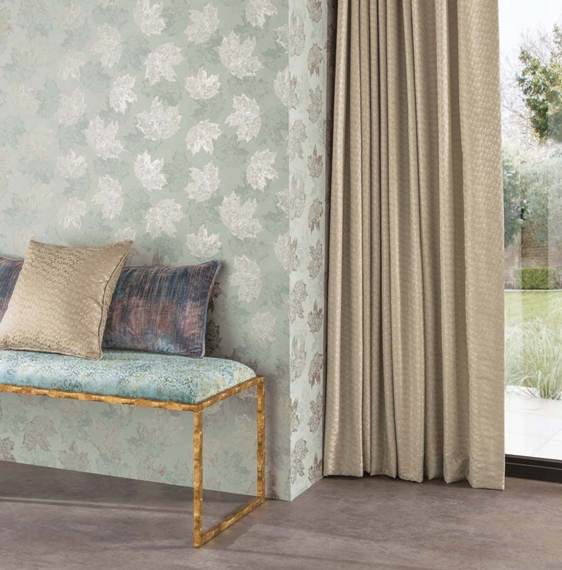 media image for Sycamore Wallpaper in Aqua and Gilver from the Folium Collection by Osborne & Little 245