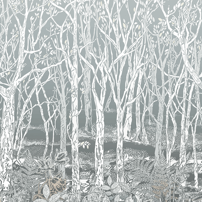 product image for Sylvania Wall Mural in Silver from the Mansfield Park Collection by Osborne & Little 67