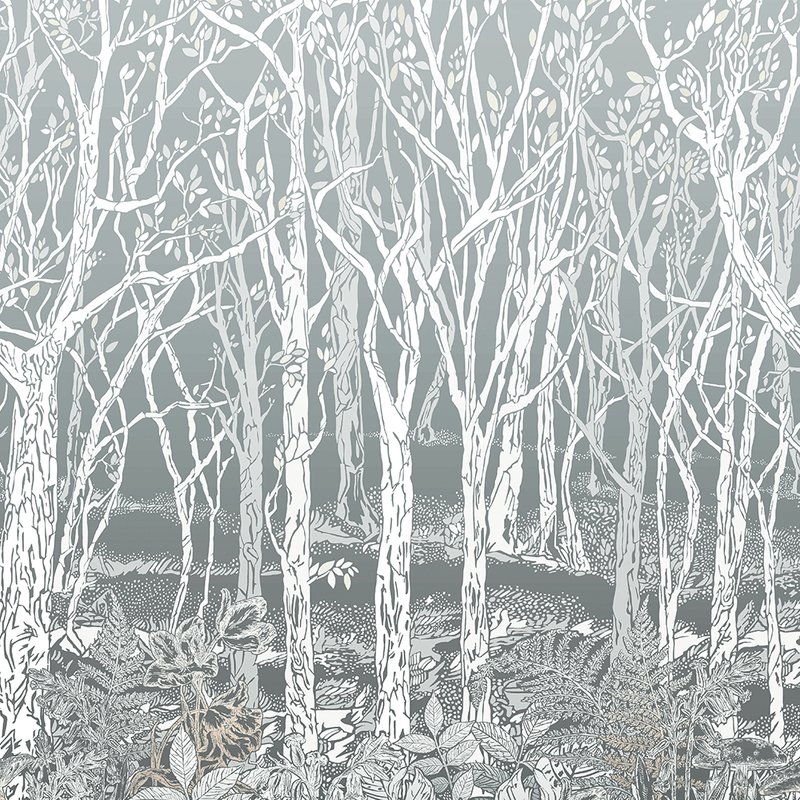 media image for Sylvania Wall Mural in Silver from the Mansfield Park Collection by Osborne & Little 284