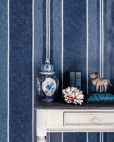 product image of Szepviz Embroidery Wallpaper in Indigo from the Complementary Collection by Mind the Gap 598