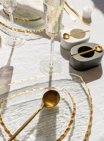 product image for cassiel organic shape plates w jagged gold rim set of 3 by zodax ch 5766 3 45