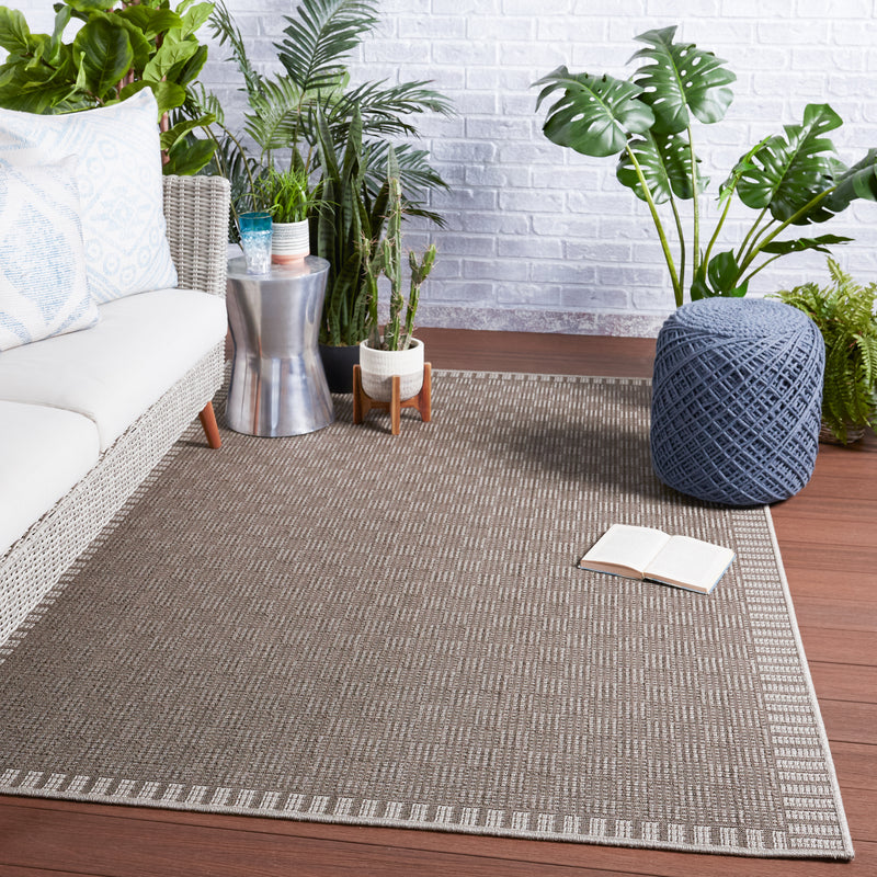 media image for Iti Indoor/Outdoor Border Taupe & Grey Rug by Jaipur Living 220