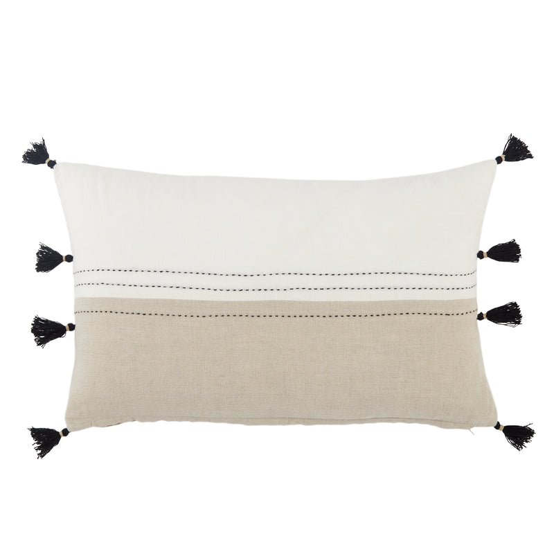 media image for Yamanik Stripes Pillow in White & Beige by Jaipur Living 277