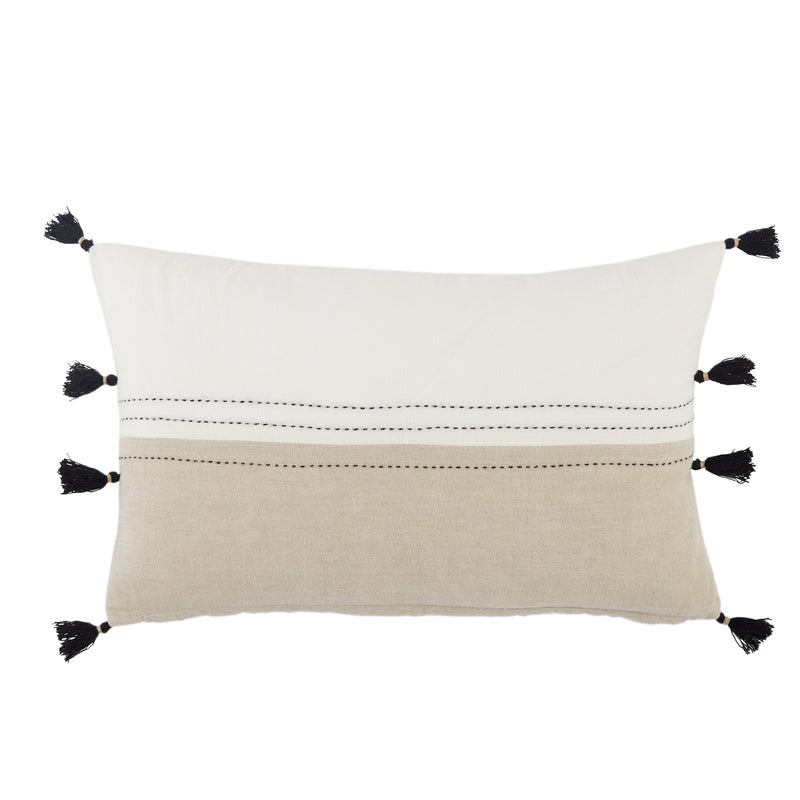media image for Yamanik Stripes Pillow in White & Beige by Jaipur Living 242