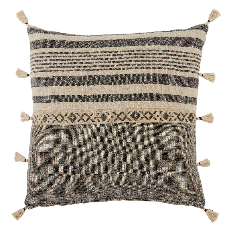 media image for Ikal Stripes Pillow in Beige & Dark Gray by Jaipur Living 294