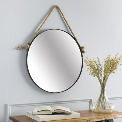 product image for Thaddeus THD-001 Round Mirror in Black by Surya 46