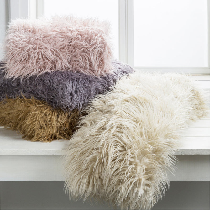 media image for Kharaa TKH-1004 Faux Fur Throw in Cream by Surya 244
