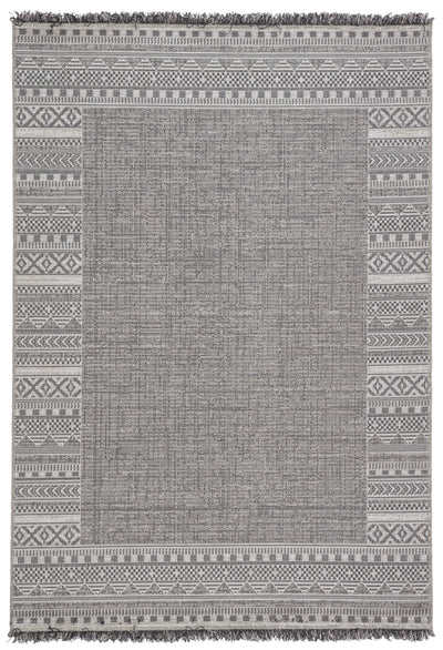 product image for Kiyan Indoor/ Outdoor Border Gray/ Light Gray Rug by Jaipur Living 48