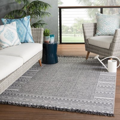 product image for Kiyan Indoor/ Outdoor Border Gray/ Light Gray Rug by Jaipur Living 84