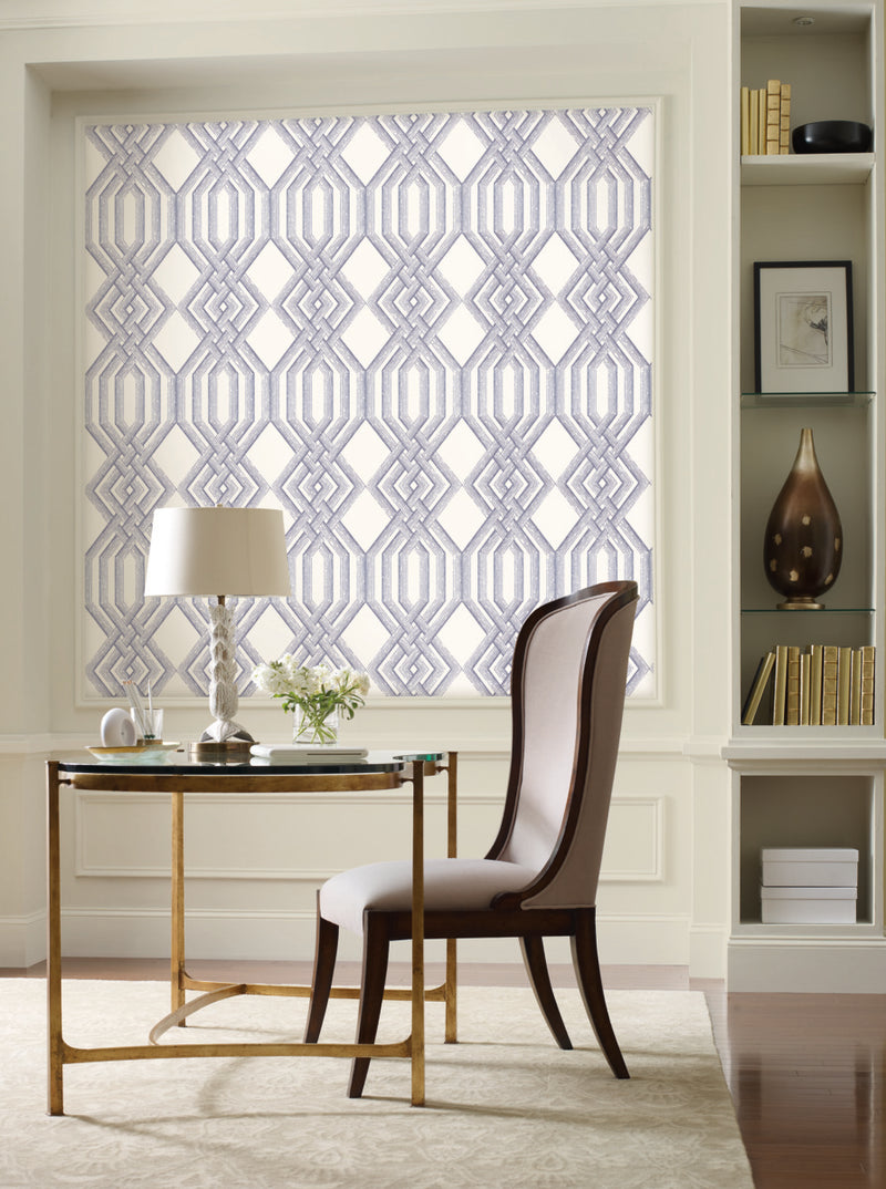 media image for Etched Lattice Wallpaper in Blue from the Handpainted Traditionals Collection by York Wallcoverings 273