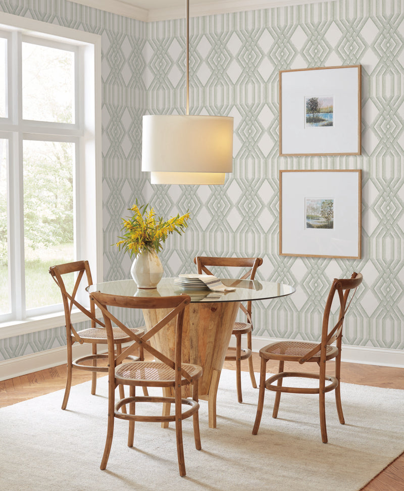 media image for Etched Lattice Wallpaper in Green from the Handpainted Traditionals Collection by York Wallcoverings 22