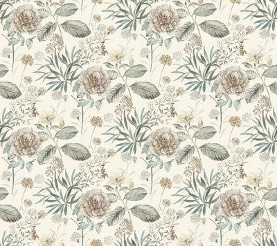 product image of Midsummer Floral Wallpaper in Beige/Green from the Handpainted Traditionals Collection by York Wallcoverings 513