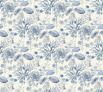 product image of Midsummer Floral Wallpaper in Blue from the Handpainted Traditionals Collection by York Wallcoverings 523