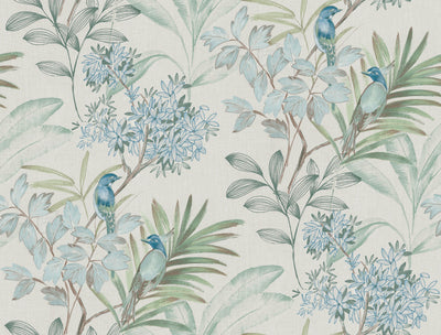product image for Handpainted Songbird Wallpaper in Turquoise from the Handpainted Traditionals Collection by York Wallcoverings 55