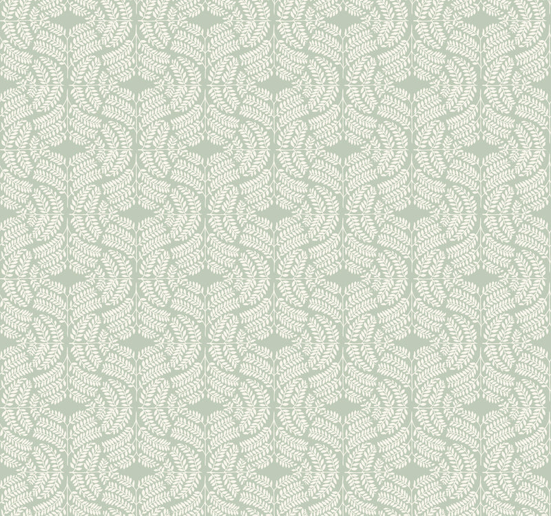 media image for sample fern tile wallpaper in green from the handpainted traditionals collection by york wallcoverings 1 299