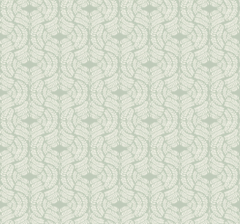 media image for sample fern tile wallpaper in green from the handpainted traditionals collection by york wallcoverings 1 299