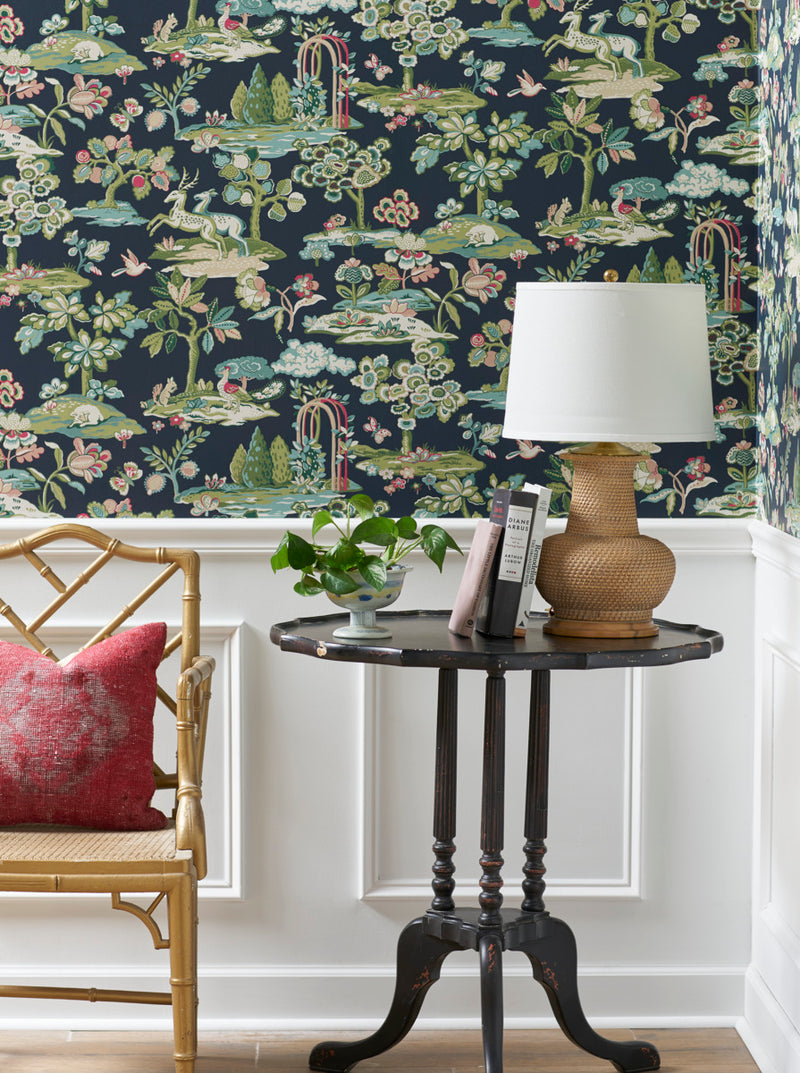 Shop Kingswood Wallpaper in Navy/Red from the Handpainted Traditionals