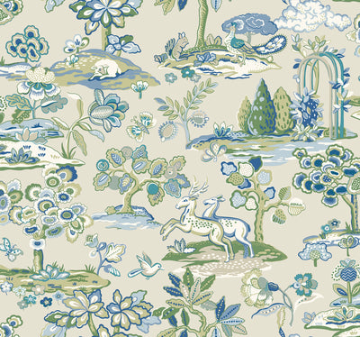 product image of sample kingswood wallpaper in blue green from the handpainted traditionals collection by york wallcoverings 1 526