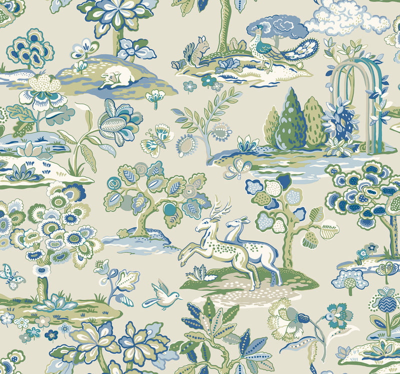 media image for sample kingswood wallpaper in blue green from the handpainted traditionals collection by york wallcoverings 1 268
