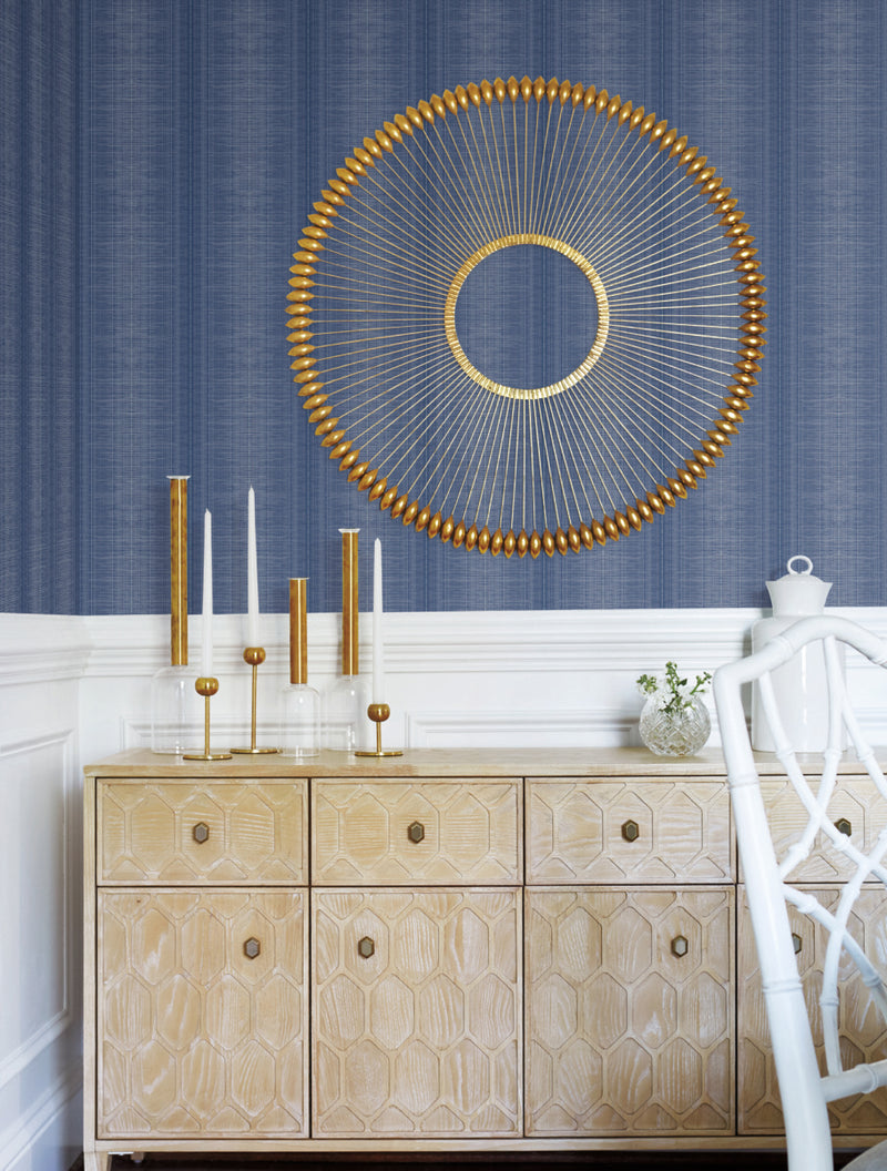 media image for Silk Weave Stripe Wallpaper in Navy from the Handpainted Traditionals Collection by York Wallcoverings 241