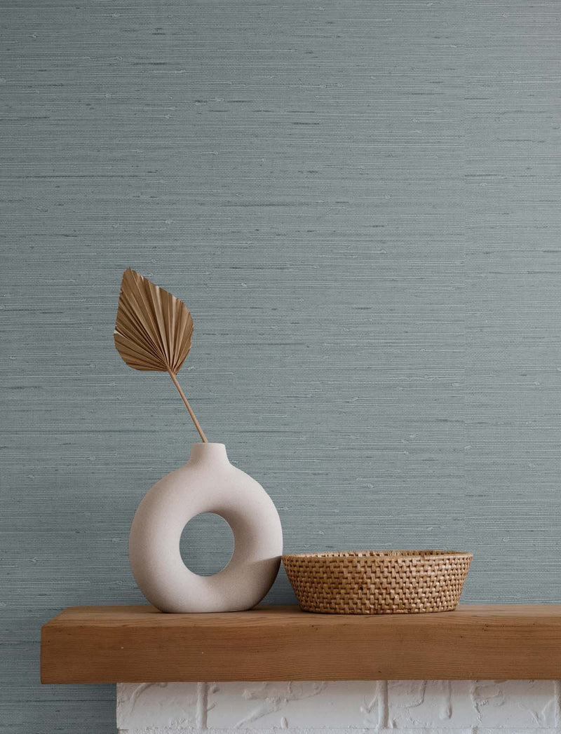 media image for Seahaven Rushcloth Ethereal Blue Wallpaper from the Even More Textures Collection by Seabrook 29