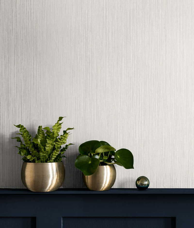 media image for Vertical Stria Oyster & Metallic Silver Wallpaper from the Even More Textures Collection by Seabrook 217